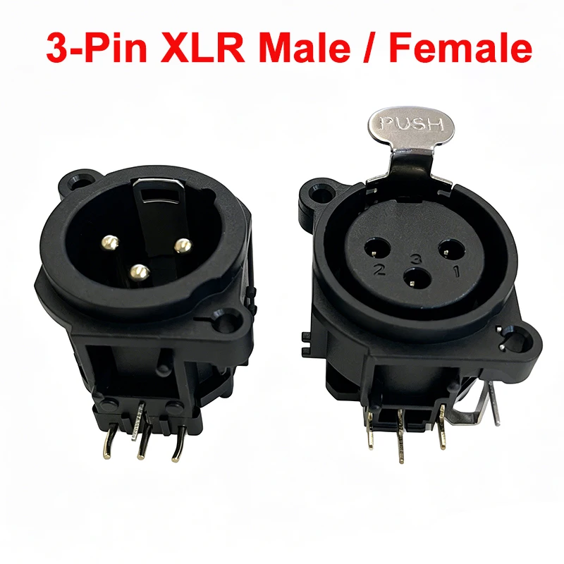 

10Pcs 3pin XLR Female / Male Jack Socket Connector Panel Mount Mixer Microphone Audio Speakers Plug Adapter Black