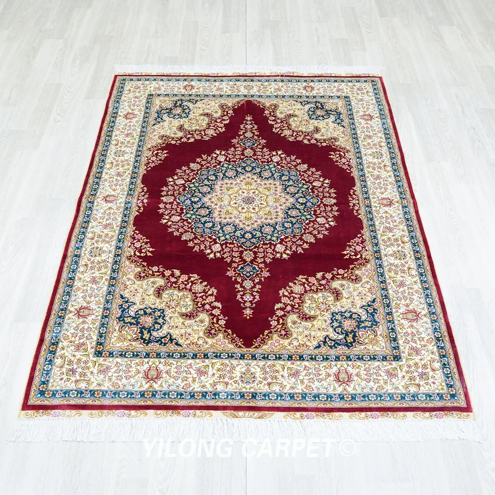 4'x6' Vantage Turkish Silk Carpets Red Bedroom Carpet Persian Silk Rug (ZQG645A)