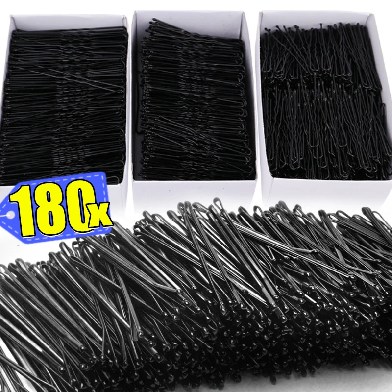 30/180pcs Black Hair Clips Bobby Pins Fashion BB Hairpins Metal Barrettes Invisible Waved Hairgrip Hairstyle Styling Accessories