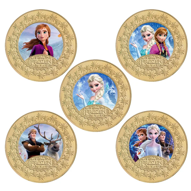 Disney Frozen Commemorative Coins Cartoon Anna Elsa Lucky Coin Collection Coins Kids Toys Birthday Gifts Home Decoration Crafts