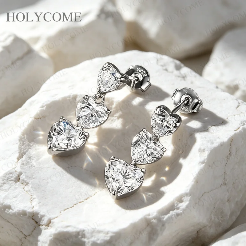 Zertifizierte 5CT Moissanit-Tropfenohrringe für Damen, Herzschliff-Ohrstecker aus 925er Sterlingsilber, Jubiläumsgeschenk, edler Schmuck – Detail 12