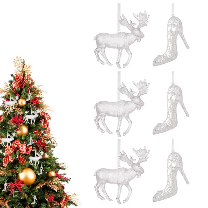 

Christmas Acrylic Ornaments Transparent Christmas Tree Decorations Clear Reindeer High Heels Decoration For Christmas Tree Set