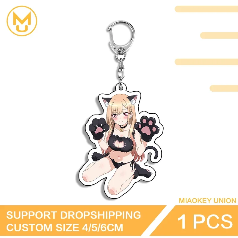 Sexy Cat Ears Girl Kitagawa Marin Exquisite Eye Catching Edgy Double Sided Acrylic Keyring Unisex Cosplay Costumes DIY Props