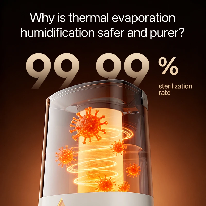 5L Large Capacity Mist Warm Night Light Humidifier Thermal Evaporation Baby & Toddler Safe, Pure Humidification, for Bedroom