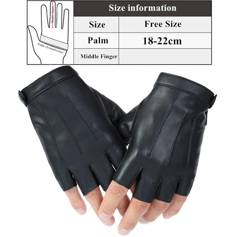 Fingerless Men Gloves PU Leather motor Punk Gloves Male Mittens Black Half Finger Outdoor Driving Gloves Guantes Ciclismo