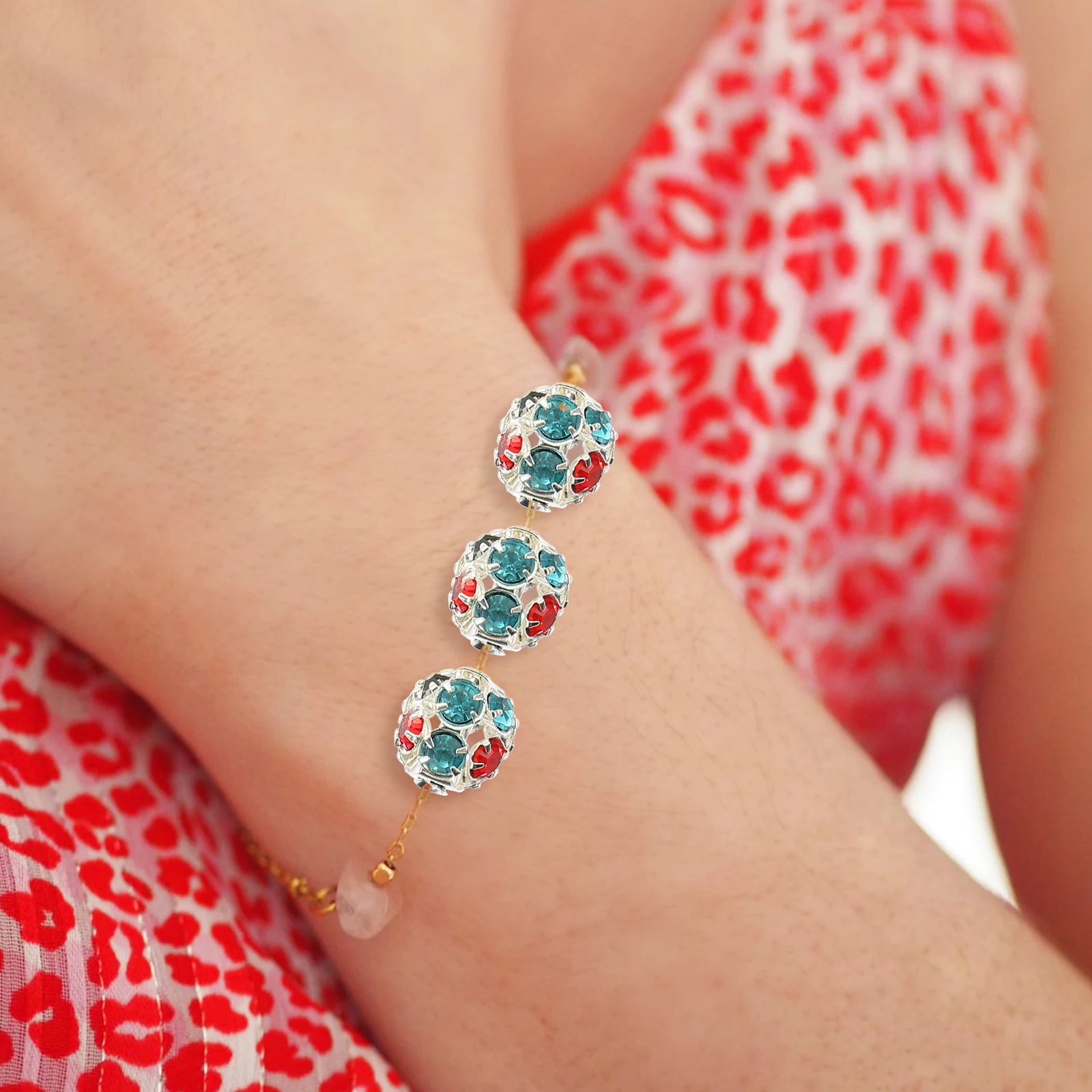 

90 Pcs Bracelet Rhinestone Inlaid Beads Spacers for Bracelets Loose Jewelry Making Supplies Copper Decorative