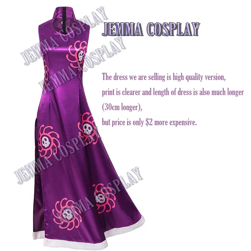 Premium-Qualität Japan Cosplay Boa Hancock Kostüm Anime sexy lila Kleid Qipao Cheong sam Acgn Party Karneval Leistung