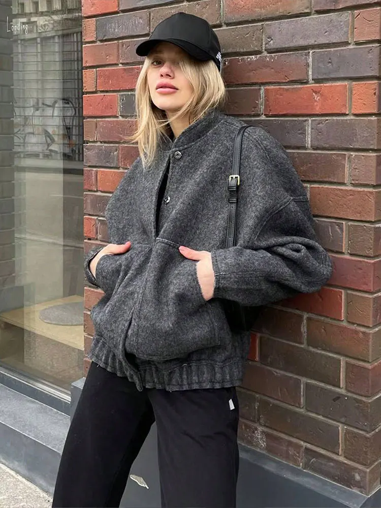 

HH женская элегантная модная куртка-бомбер с длинным рукавом однобортные пальто повседневная однотонная офисная женская шикарная верхняя одежда