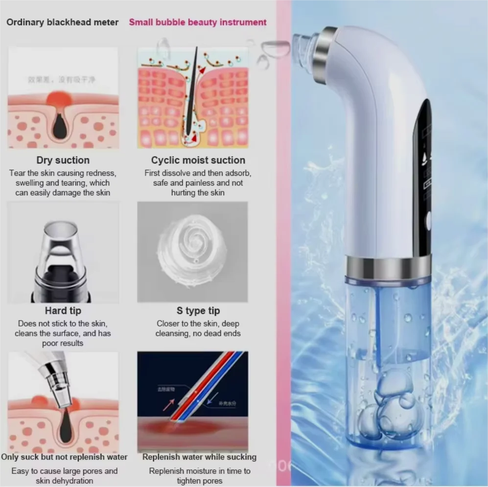 حار بيع مقاوم للماء منظف المسام فراغ الأنف شفط الامتزاز مزيل الرؤوس السوداء جهاز التطهير العميق المسام تقلص #4
