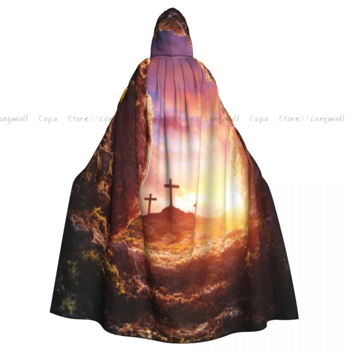 

Adult Empty Tomb Crucifixion And Resurrection Of Jesus Christ Cloak Cape Hooded Medieval Costume Full Length Dress Coat