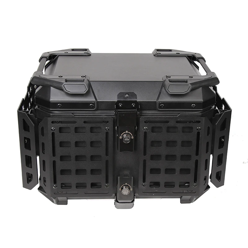 45L Motorcycle Top Case Aluminum Motorcycle Trunk Tour Tail Box with Security Lock for Store Helmet Large Luggage Waterproof