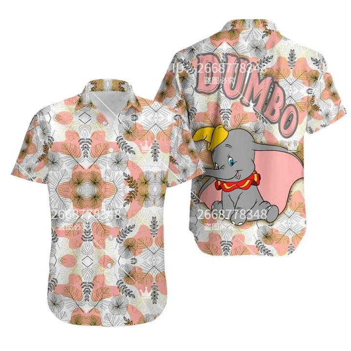 Disney-Skizze von Dumbo Hawaii Shirt Kurzarm Button Up Shirt inspiriert Herren Vintage Button Down Beach Kurzarmhemd