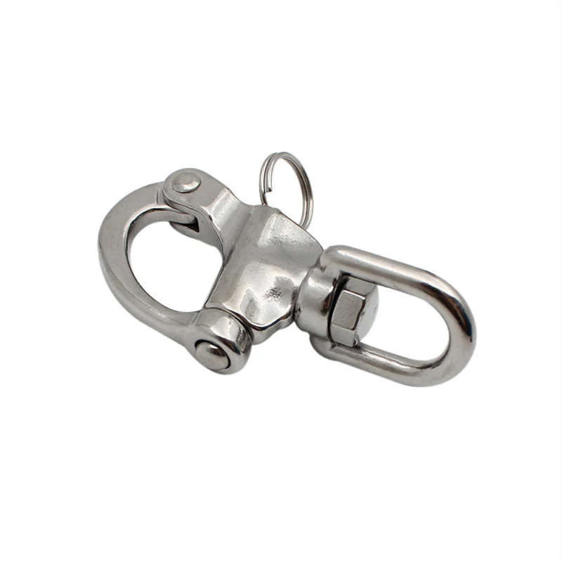 

2 PCS Rotating Spring Shackle Stainless Steel 316/304 Hand Pull Shackle Quick Link Eye Spring Shackle Marine Yacht Accessories