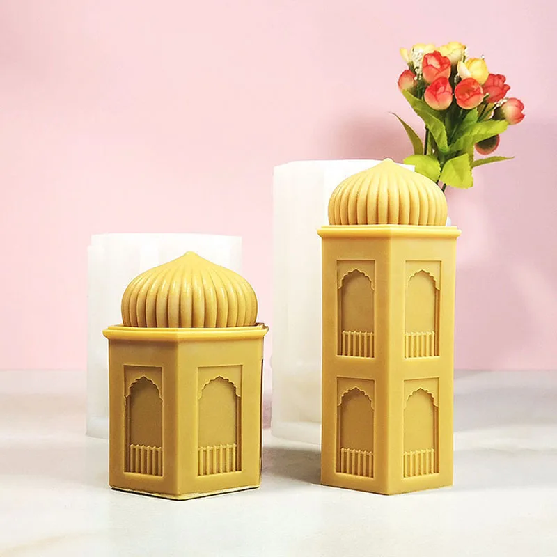 

Ramadan Lamp Geometric Castle Candle Silicone Mold Handicraft Aromatherapy Candle Soy Wax Mould Lantern Eid Mubarak Decor Gifts