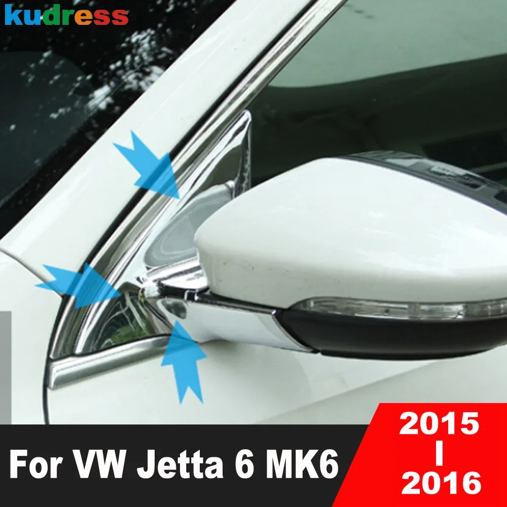 For Volkswagen VW Jetta 6 Mk 6 2015 2016 Chrome Car Front Door Window A Pillar Triangle Cover Trim Exterior Accessories