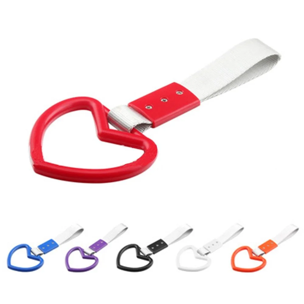 1PC Heart for JDM Tsurikawa Hang Ring Subway Train Bus Handle Hand Strap Drift for Car