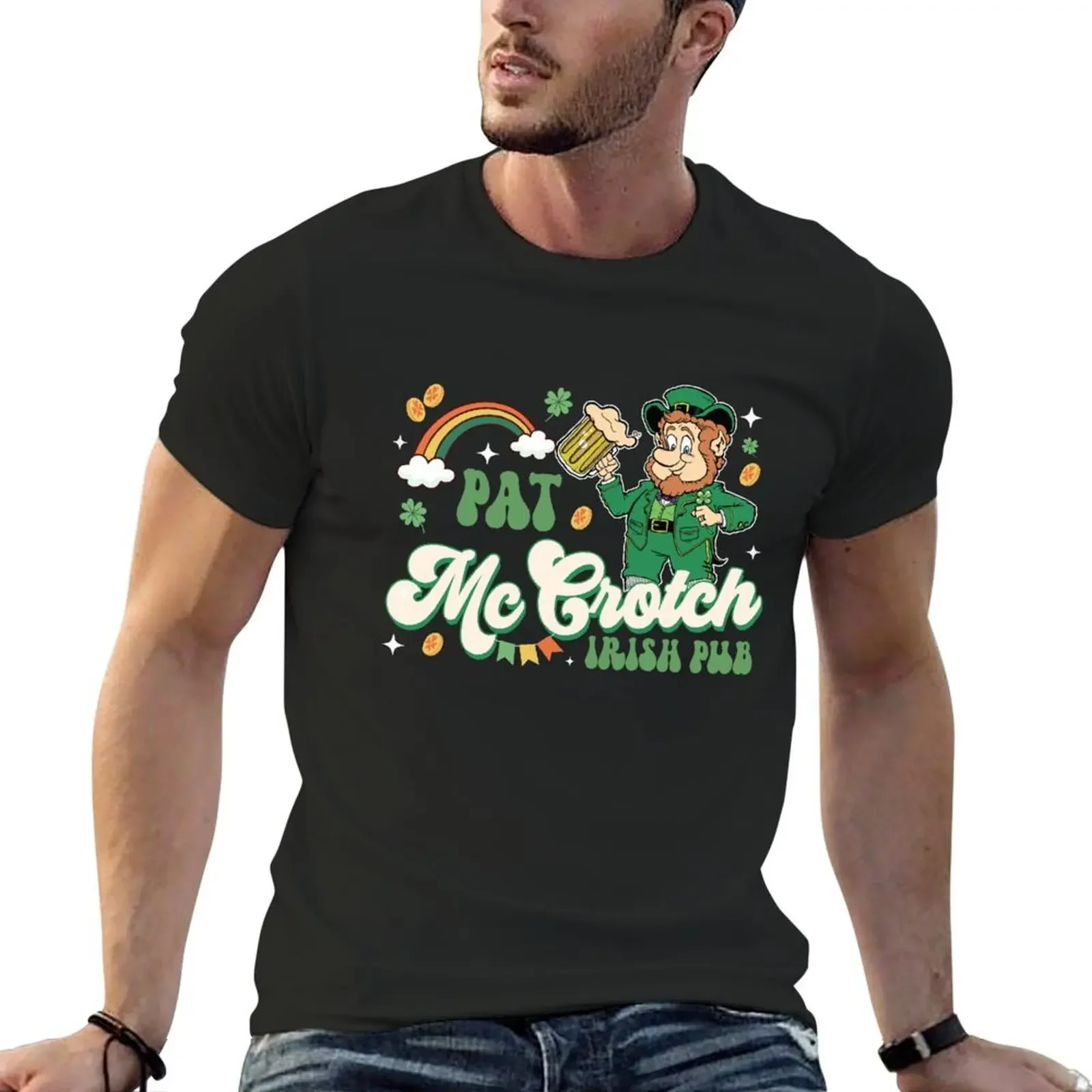 

St. Patty's Day Pat McCrotch Irish Pub Shirt, Lucky Clover Groovy Tee, Pat McCrotch Shirt, Funny St Paddy's Day, Luck Of T-Shirt