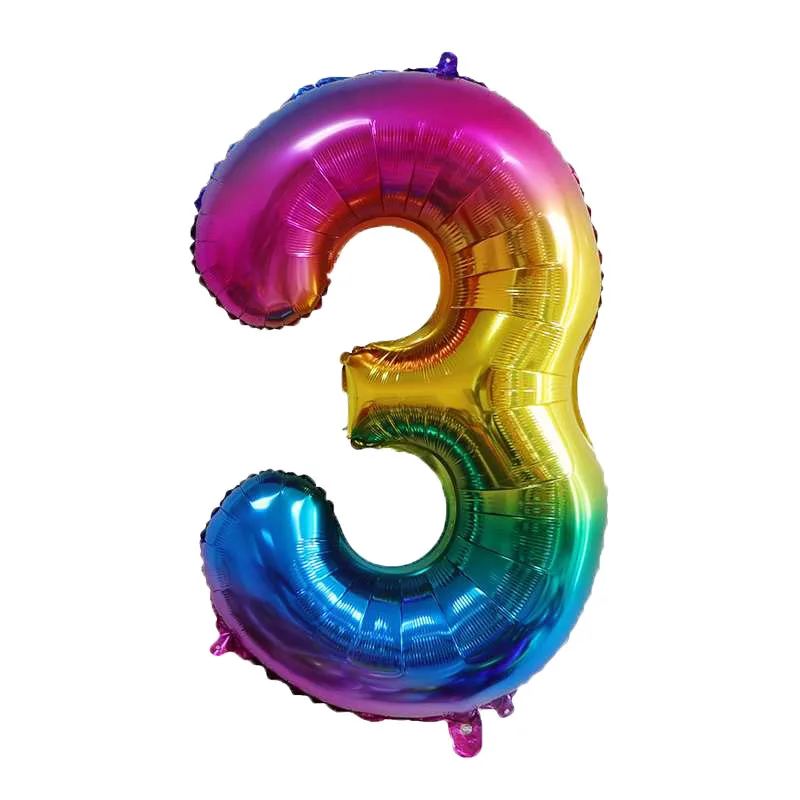 40-calowe nowe balony z tęczowymi cyframi 1 2 3 4 5 6 7 8 Balon foliowy Dekoracje urodzinowe Figurki Globos Baby Shower Udekoruj — zdjęcie 4