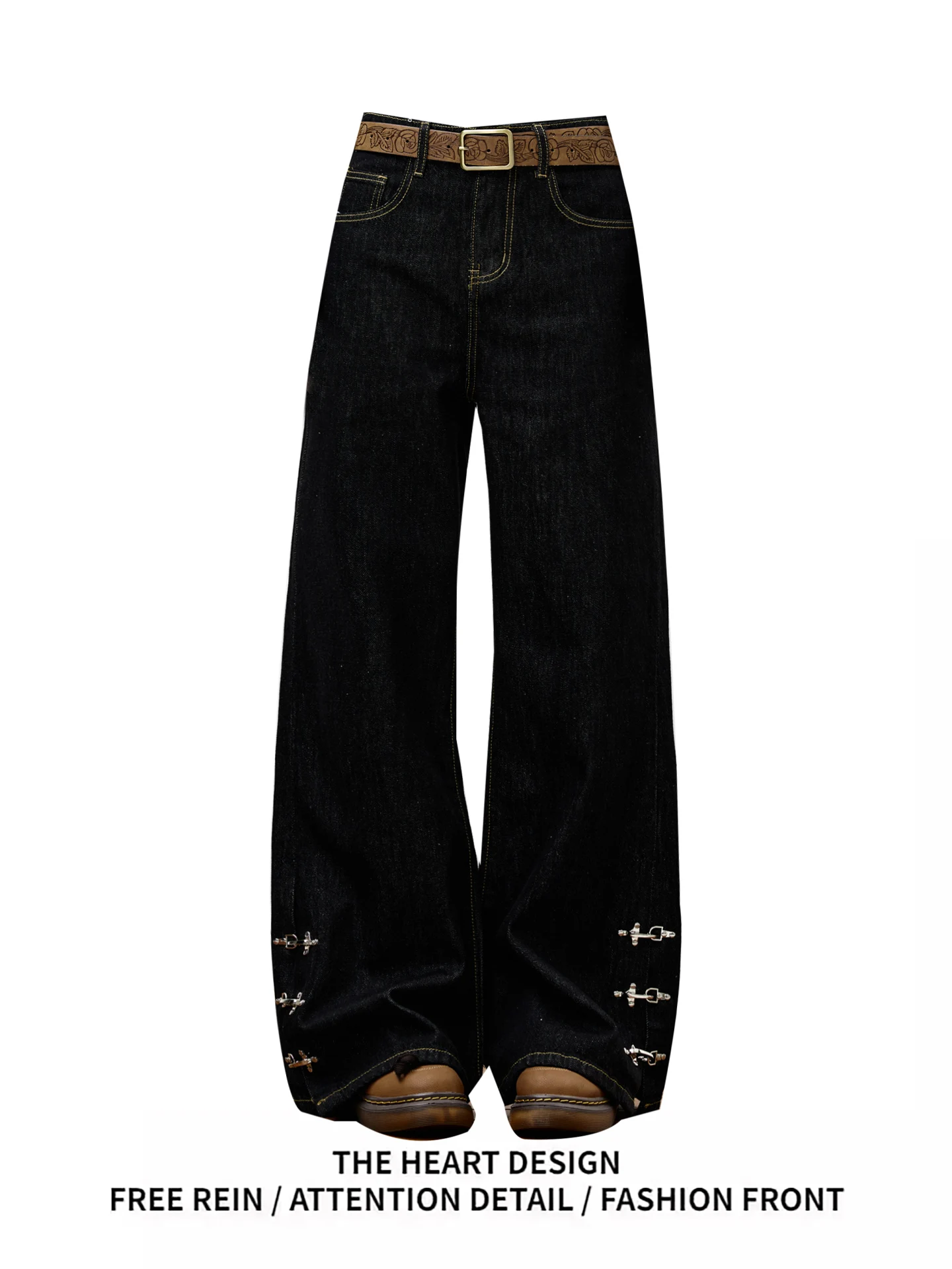 Retro American Sle Women's Loose Wide Leg Jeans High Waist Button Fly Original Denim Pants Autumn Winter New Faion