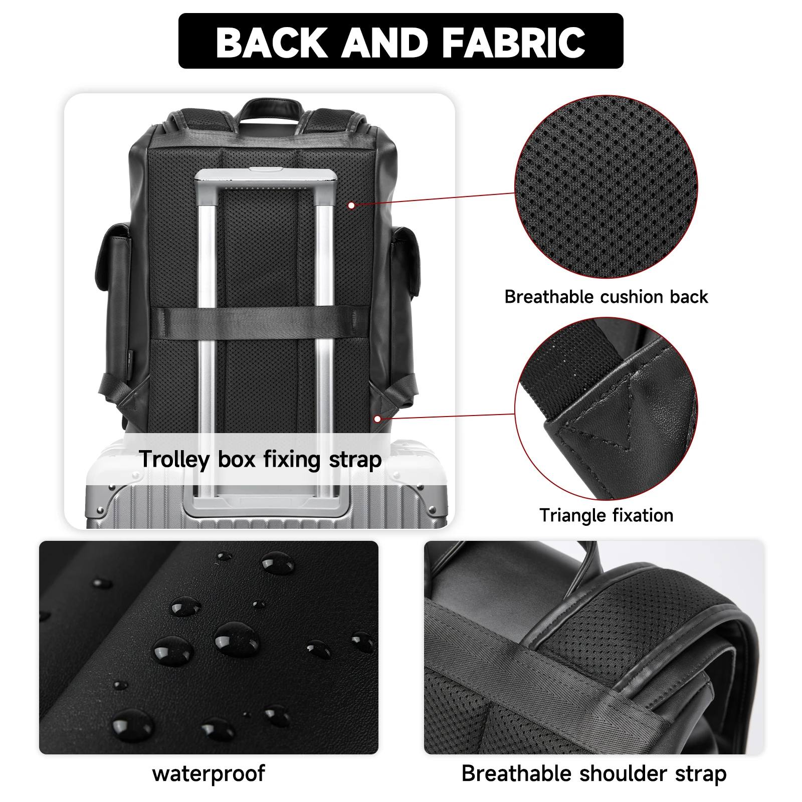 2025 Anti-Theft PVC Leather Backpack Men's Laptop Bag Waterproof Lightweight Fit Travel Business with Multiple Compartments