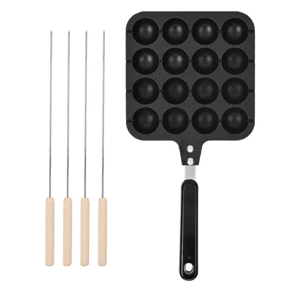 Octopus Ball Maker Kit Home Non-stick Octopus Ball Pan Mould Tray Mold Plate with 4 Needles