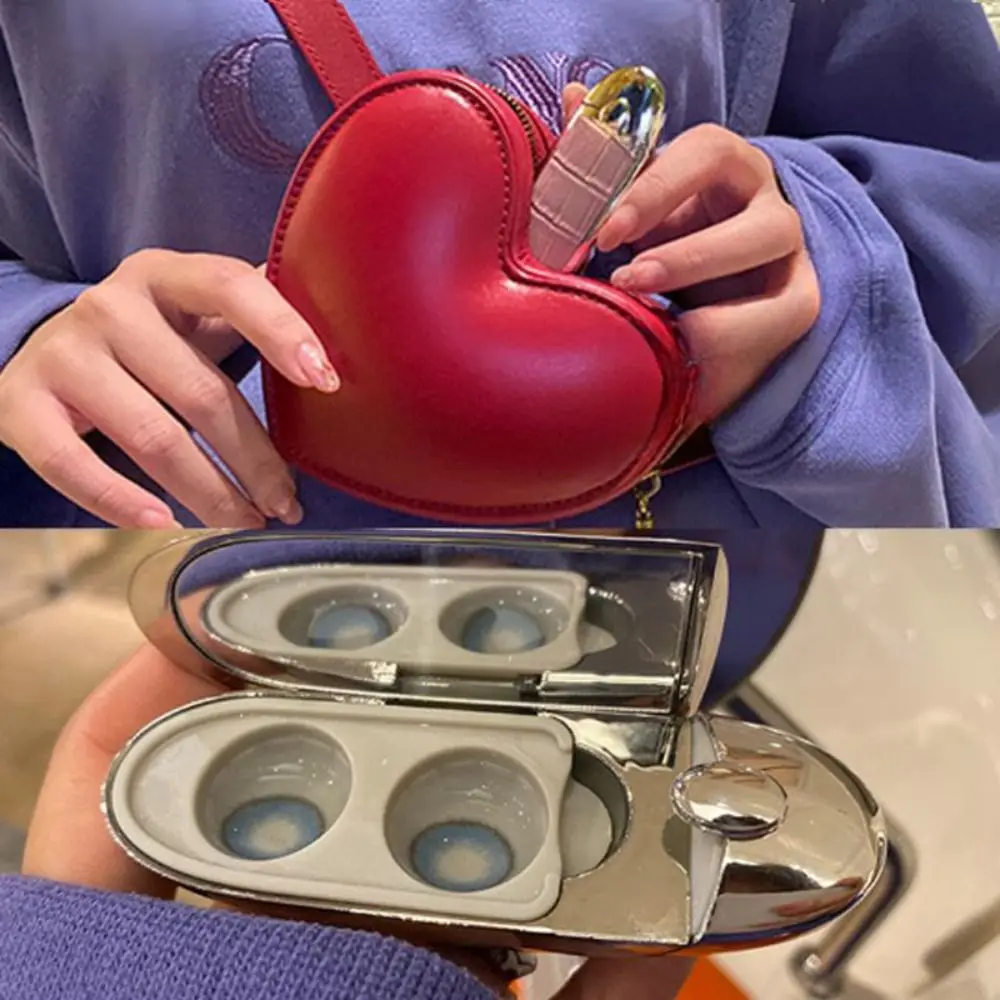 

Large Capacity Contact Lens Storage Case Silicone Dustproof Contact Lens Storage Box Multi-Function with Mirror