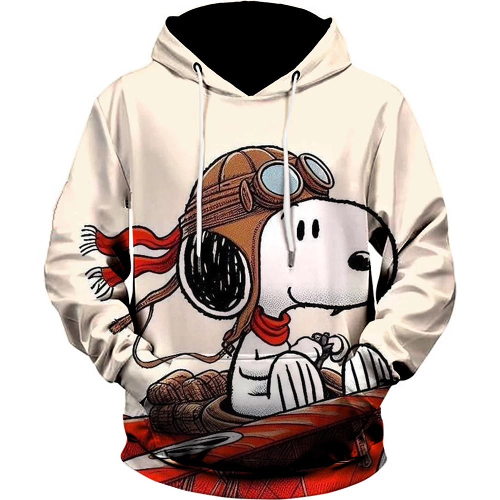 Snoopy Fun Printed Men\'s Hoodie Cartoon Women Oversized Sweatshirt Tops Autumn Winter Couple Pullover Kid Girl Boy Hoodie