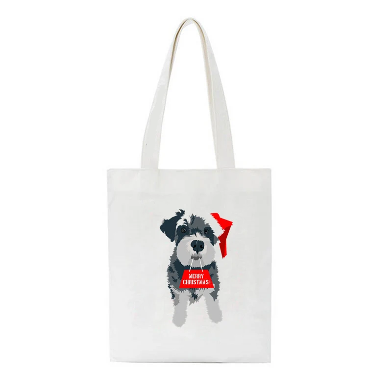 

Cute Dog Theme Shoulder Bag Christmas Puppy Print Canvas Bag Reusable Shopping Bag Women Outdoor Festive Daily Casual Bag