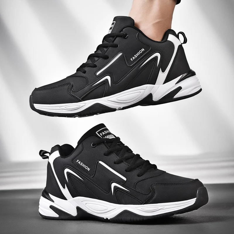 

Новые мужские всесезонные кожаные повседневные спортивные кроссовки для активного отдыха, легкие, нескользящие, износостойкие, больших размеров