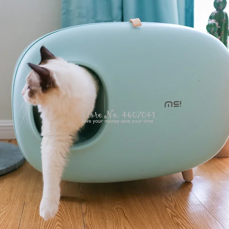 Large Cat Toilet, Fully Enclosed Litter Box, Anti-Splash Integrated Basin, Pink Cat Bedpans, Pet Hygiene