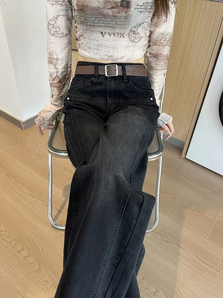 

Женские зимние джинсы больших размеров в американском ретро-стиле, утепленные флисом, плотные, свободные, с высокой талией, широкие штанины, Cleanfit