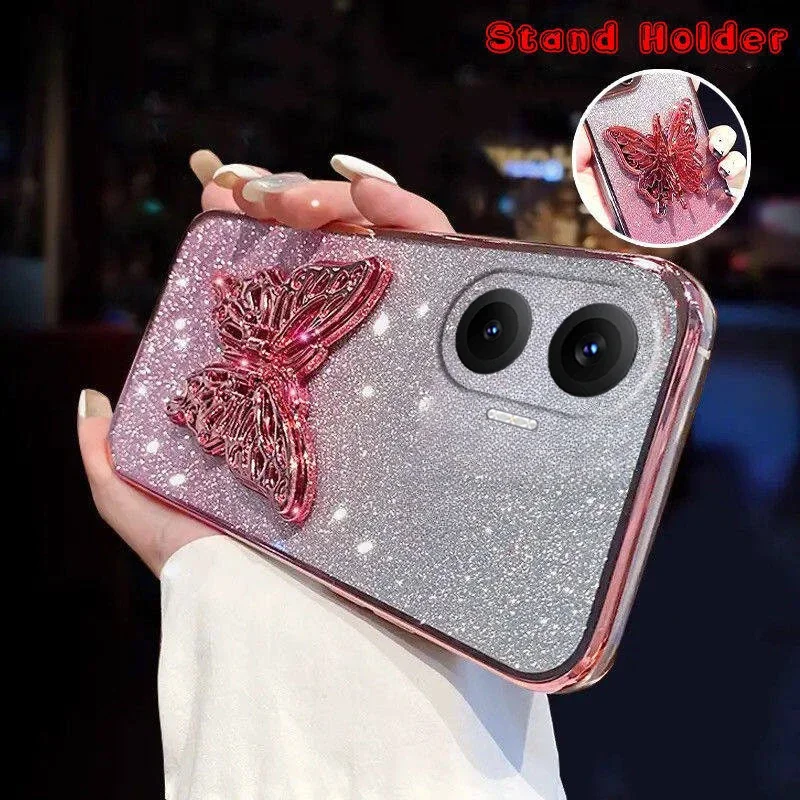 

3D Butterfly Phone Case for Xiaomi Poco F7 Pro Ultra 5G Bracelet Glitter Plating Case for Xiaomi Poco F7 Pro Ultra Back Cover