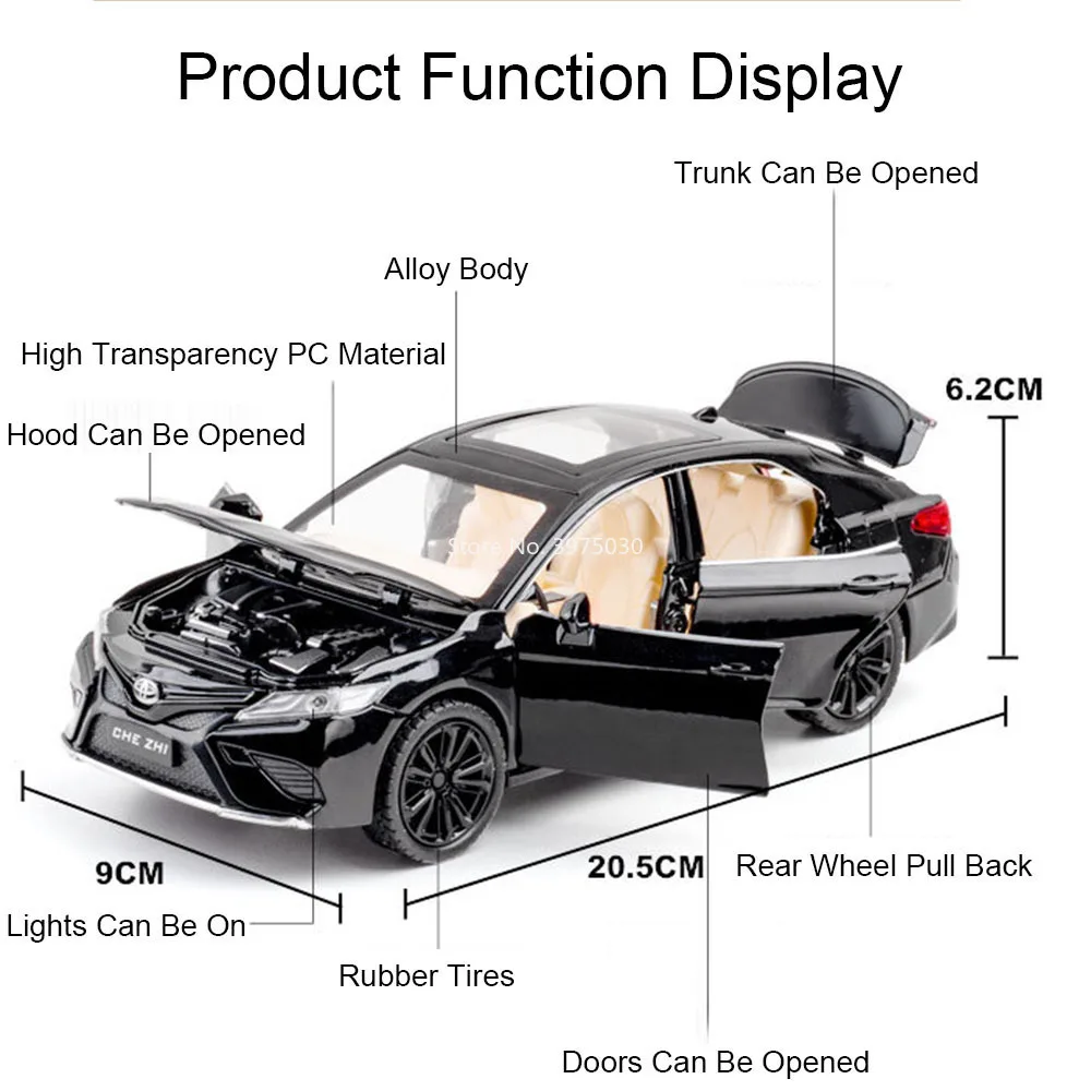 Modèles de voitures Toyota Camry échelle 1:24, jouets moulés sous pression en alliage avec son léger, véhicules miniatures rétractables, cadeaux pour la journée des enfants