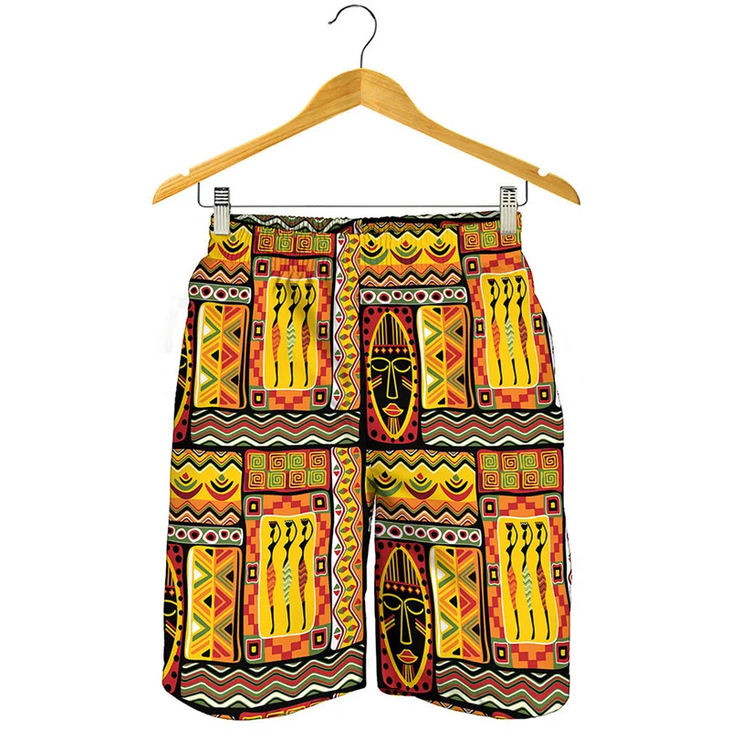 

African Tribal Pattern Beach Shorts Men Kids Hot Sale Summer Street Short Pants Cool Surf Board Shorts 3d Printed Swim Trunks