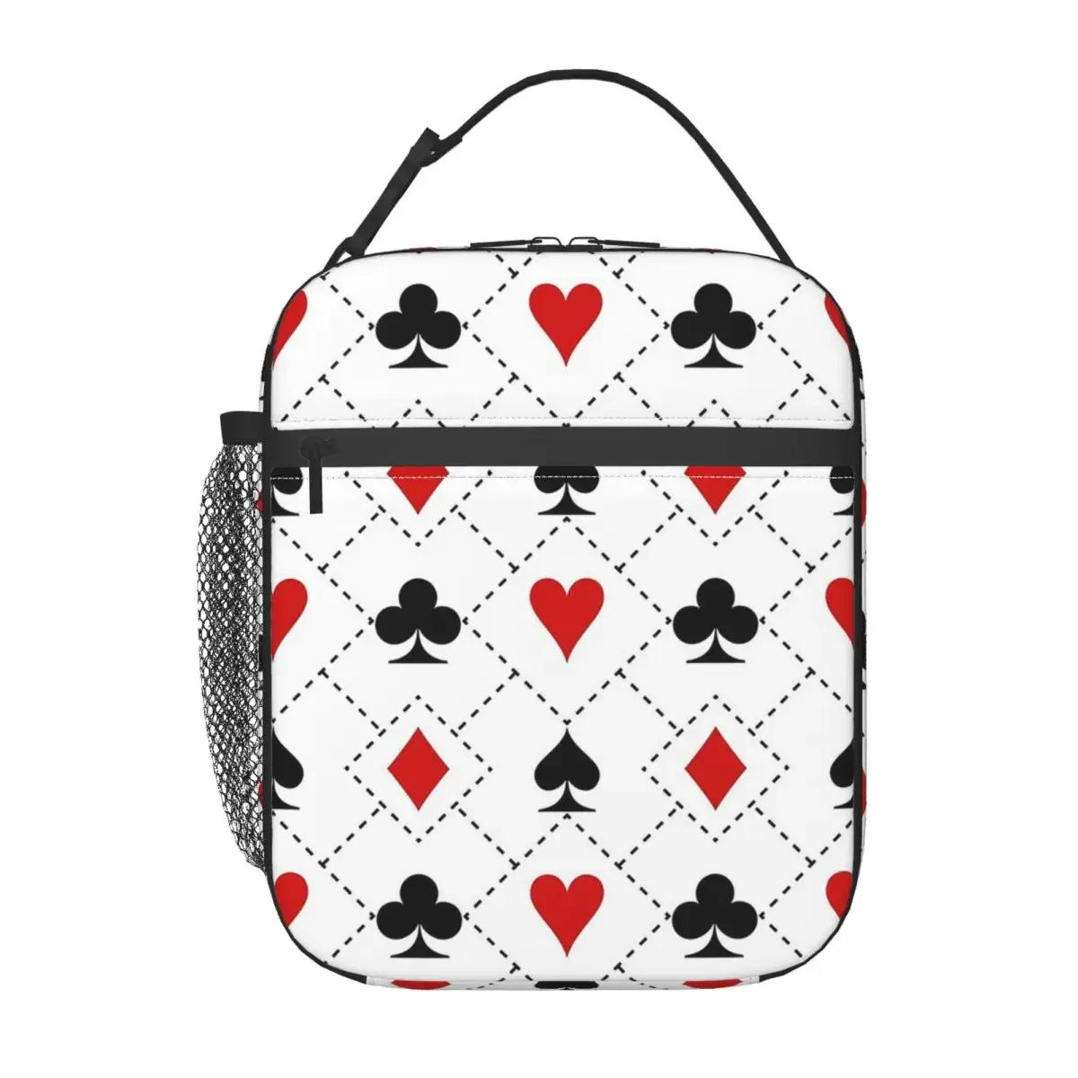 Playing Cards Suit Symbols Pattern Insulated Lunch Bag for Women Children Leakproof Food Boxes Thermal Lunch Box Tote