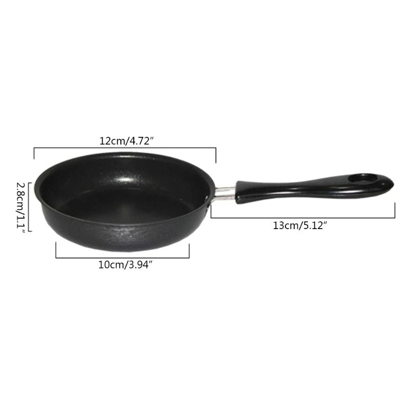 KX4B Mini Cooking Pan Non-Stick Iron Frying Pan for DuPont Coating Portable Long Hand