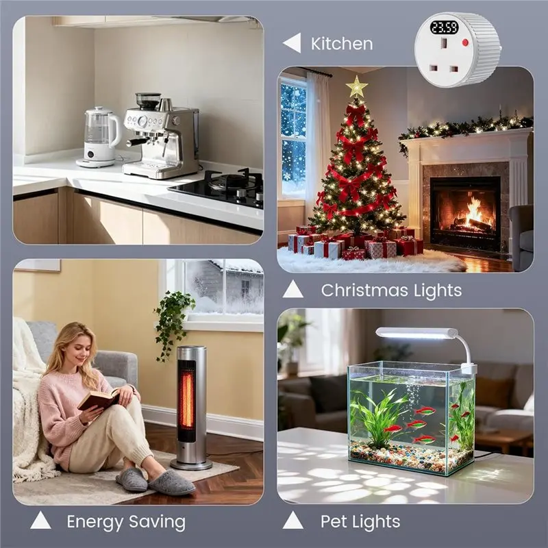B08B-Adjustable Countdown Switch Timer Plug Socket, Digital Plug With LED Display, 1 Min-24 H, UK Style UK PLUG