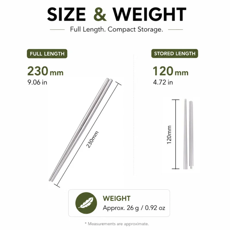 Pure Titanium Collapsible Chopsticks, 9.06in Detachable Travel Chopsticks with Pouch, Ultralight Reusable Camping Utensils