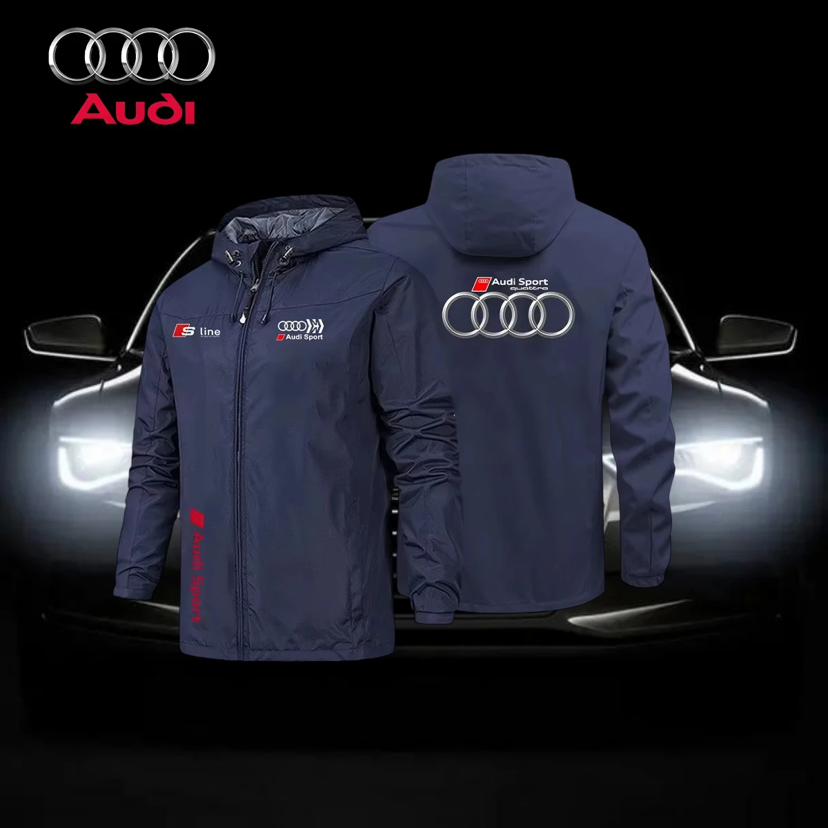 Men's Sport-Style Waterproof Breathable Jacket with Audi Logo Off-Road Racing Jacket 2026 Model Quick Shipping