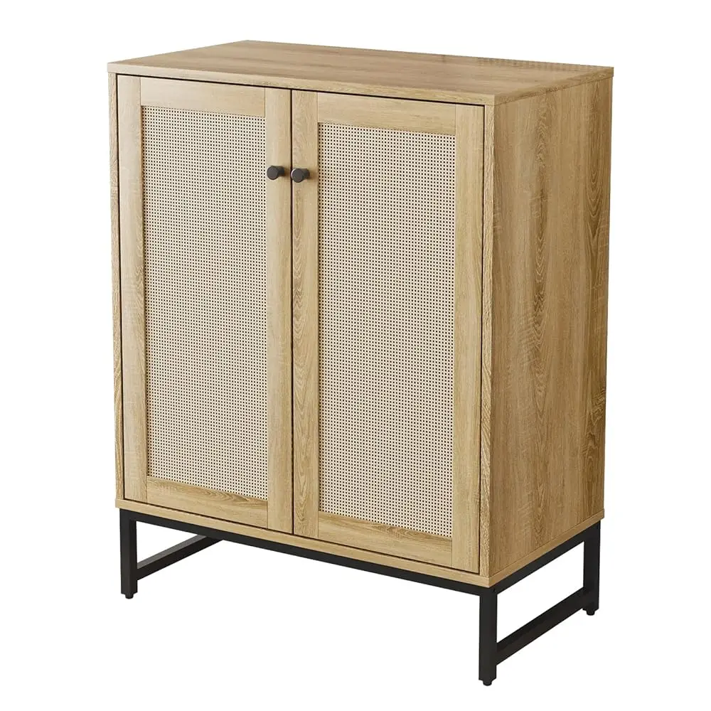 

Sideboard Buffet Cabinet, Storage Cabinet With Double Rattan Doors, Modern Rattan Sideboard Cabinet, Kitchen Storage Cabinet