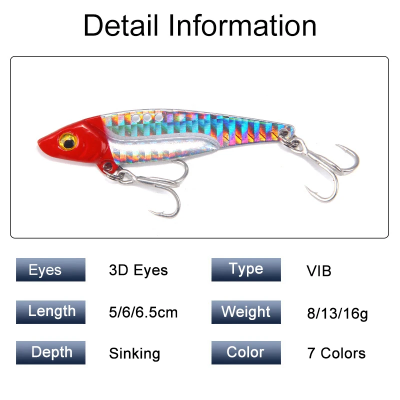 1 PC Longcast VIB Fishing Lure Sinking Metal Flash Wobbler Fishing Bait 8/13/16g Ocean River Hard Artificial Vibration Bait