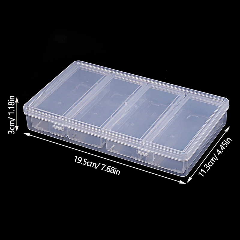 4 Grid Independent Storage Box Transparent Nail Art Tool Dustproof Storage Box False Eyelash Extension Pallet Organizer Box