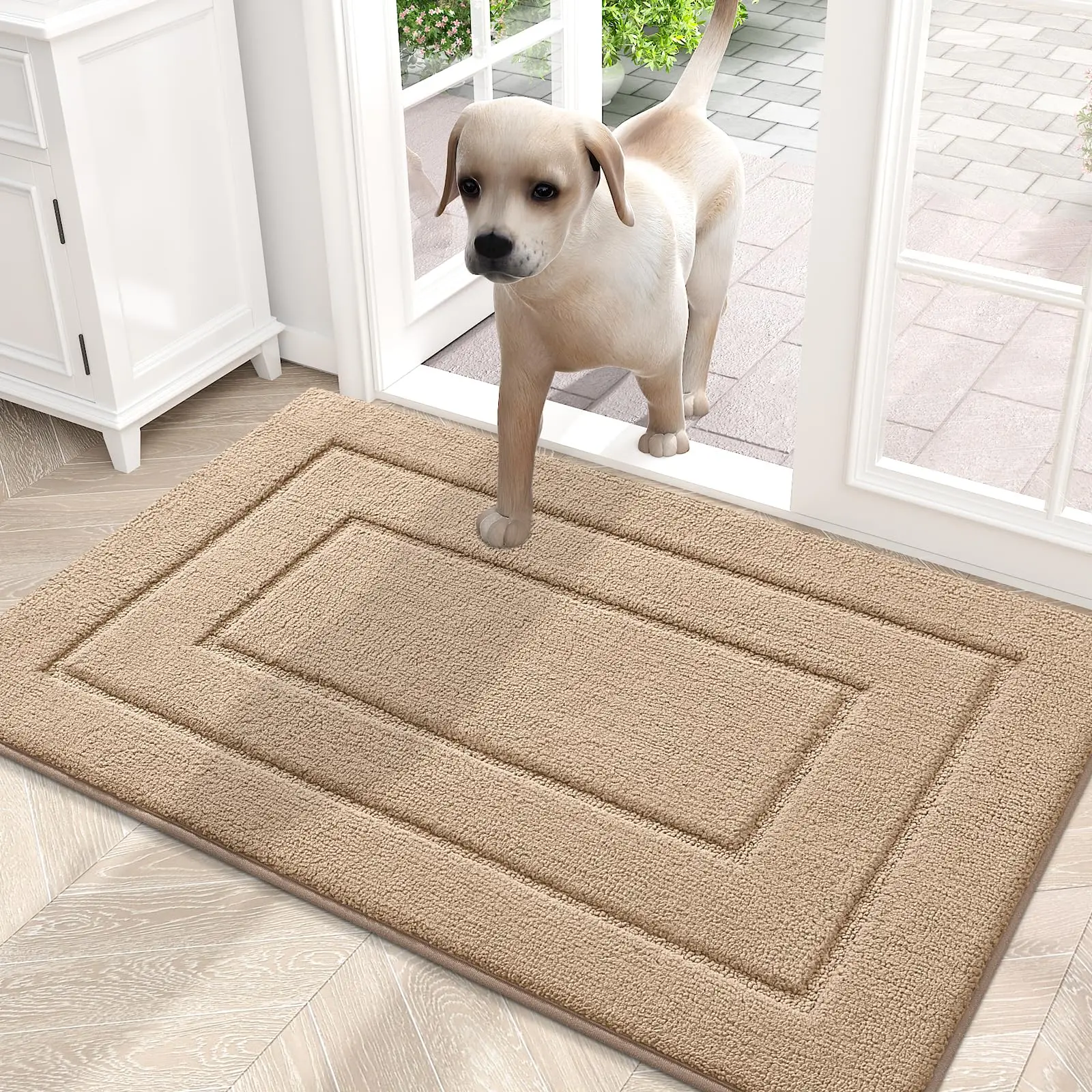 Olanly Entrance Door Mats Indoor Absorbent Resist Low-Profile Doormat Washable Home Entryway Floor Mat Thicken Front Door Carpet