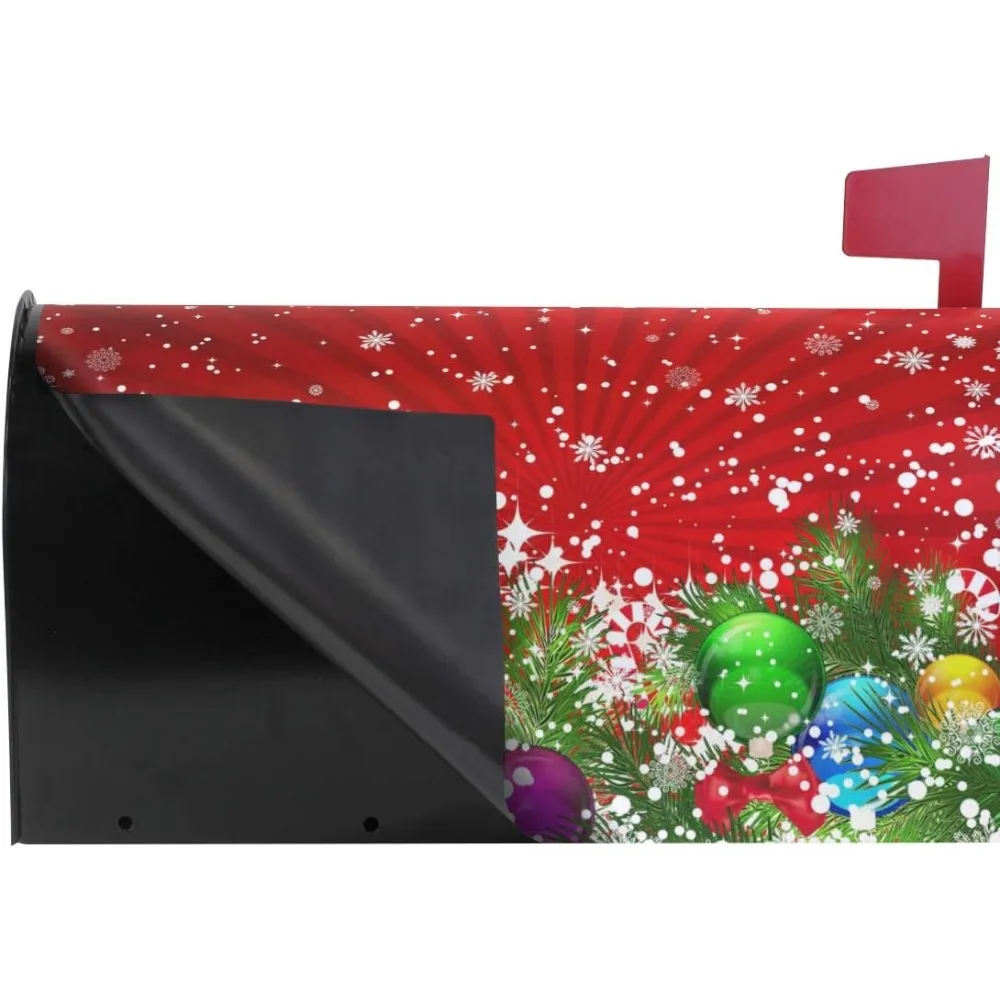 غطاء صندوق بريد مغناطيسي بتصميم شجرة عيد الميلاد ورقاقات الثلج، مقاس 18 × 20.8 بوصة لديكور العطلة الخارجية #4