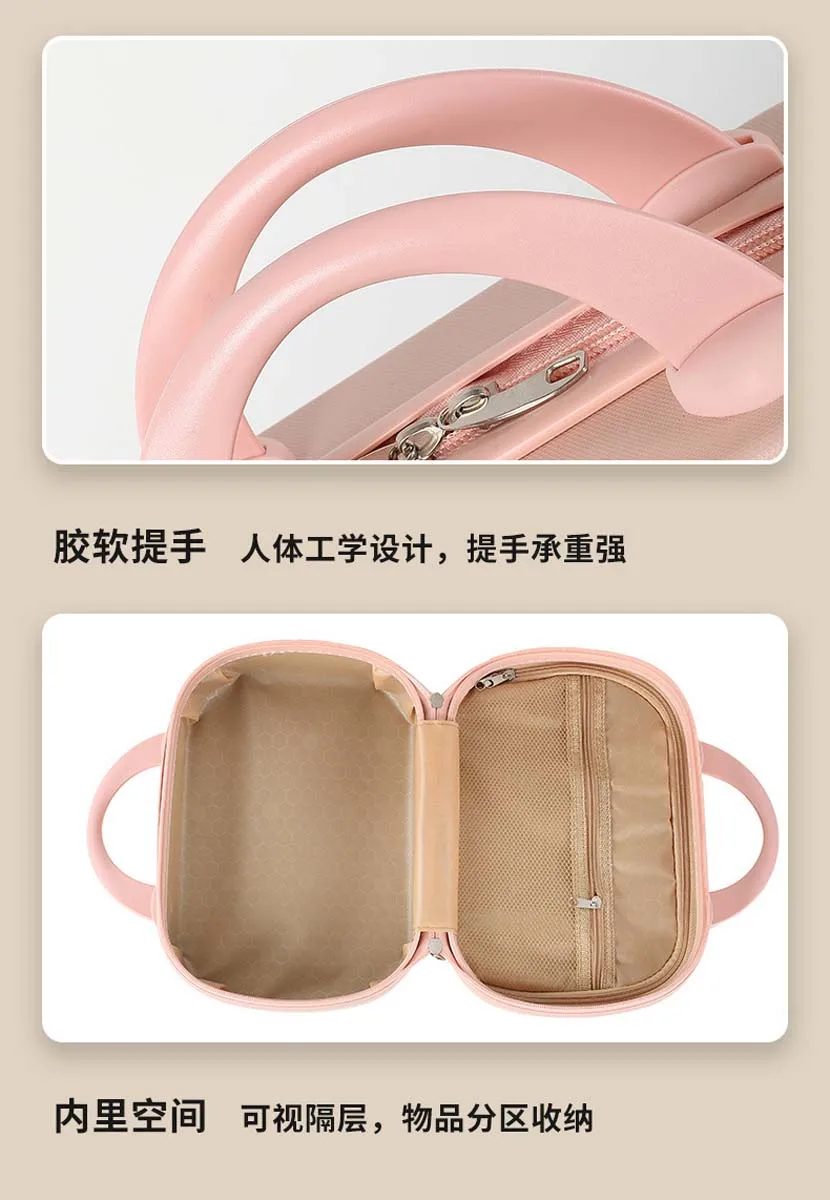 Color contrast hand luggage Women's small makeup case Convenient 14 "travel password case Light mini storage bag