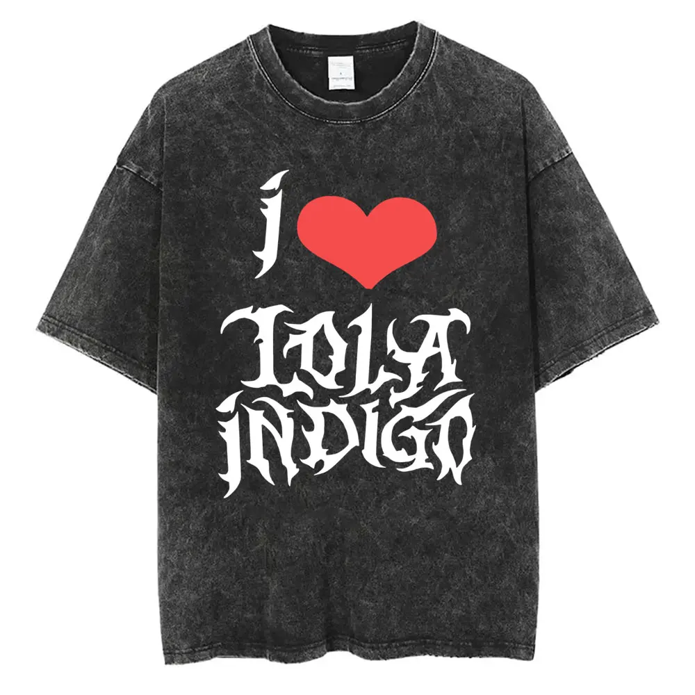 

I Love Lola Tour 2025 Washed T Shirts Men Women Casual Cotton Vintage T-shirts Fashion Pop Music T-shirt Short Sleeve Streetwear