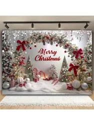 1pc Christmas background, candy bars and silver brushed,snow, festive