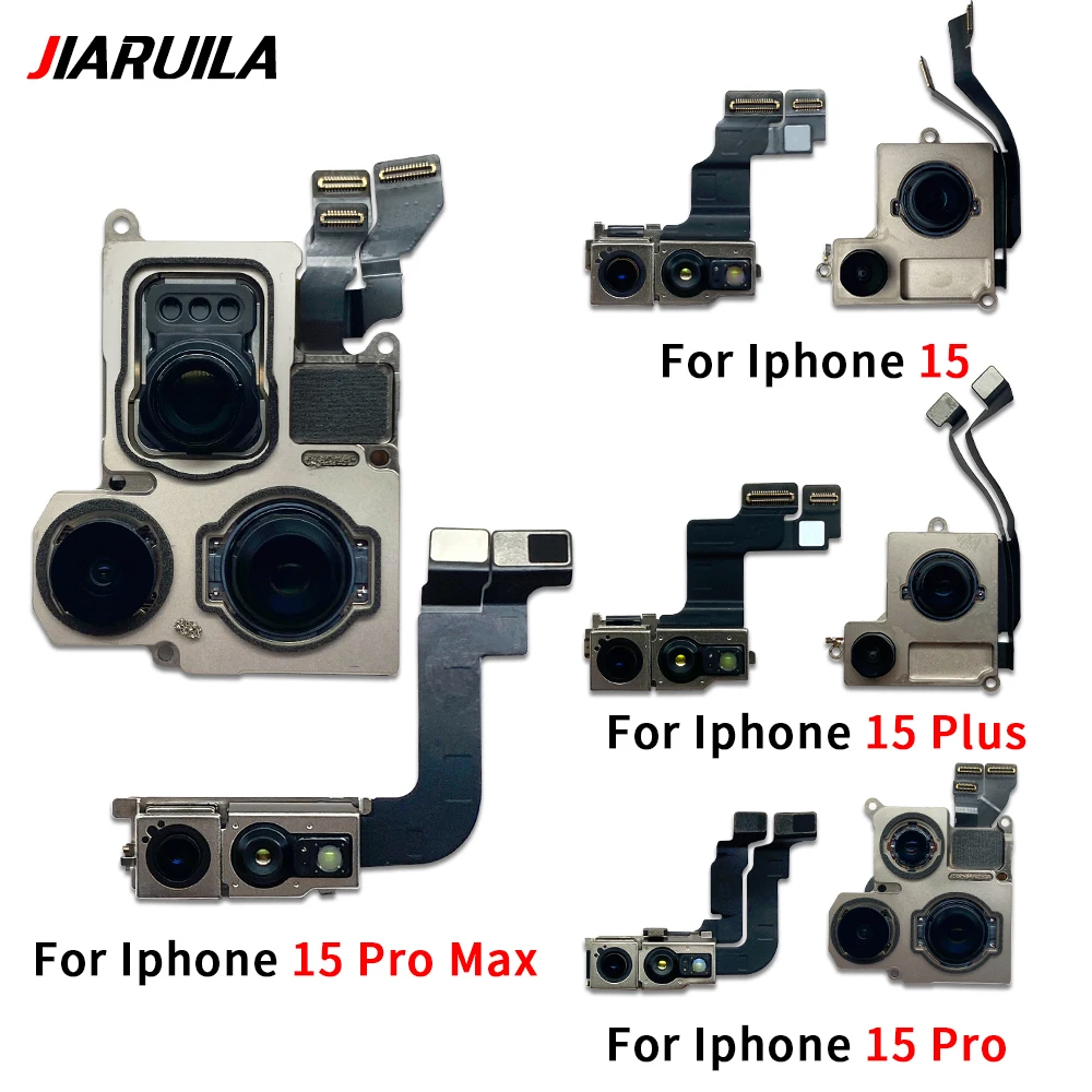 1Pcs Tested Well For IPhone 15 Pro Max / For IPhone 15 Plus Back Big Main Camera Module And Front Small Camera Module Flex Cable