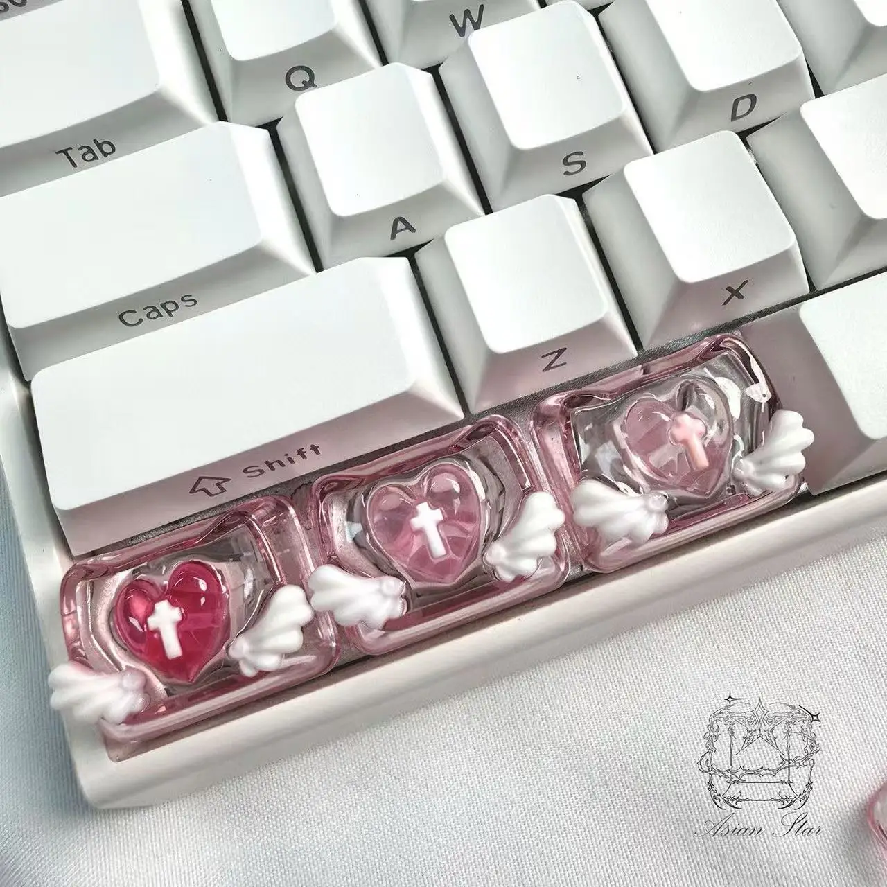 Keyboard Decoration MAO High-transparency PC 1.25u Personalized Keycaps Heart Cross Wings Keyboard Ctrl Magnetic Switch Cute