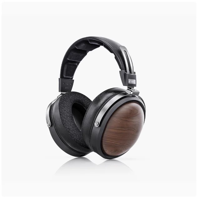 FiiO FT1 Closed-Back Over-Ear Headphone 60mm Dynamic Driver Hi-Res Audio Wired HiFi American Black Wood Ear Cups for Studio